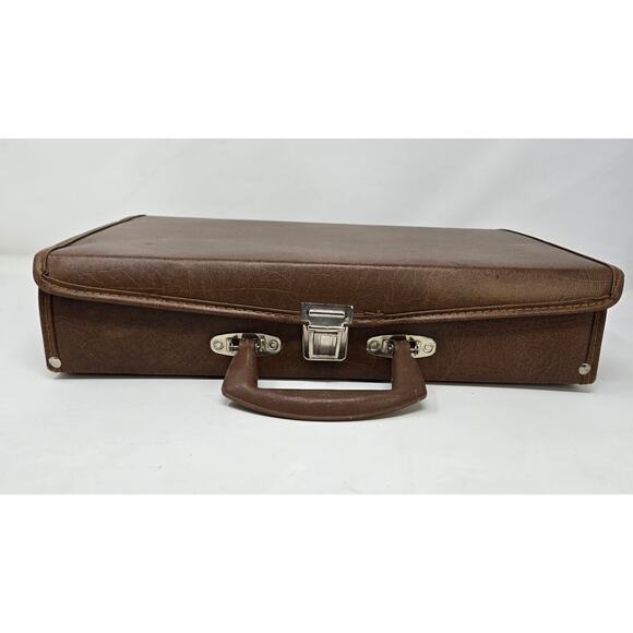 Cassette Tape Storage Carrying Case Brown Vinyl Holds 30 Handle 14.5" x 9" - Picture 14 of 15